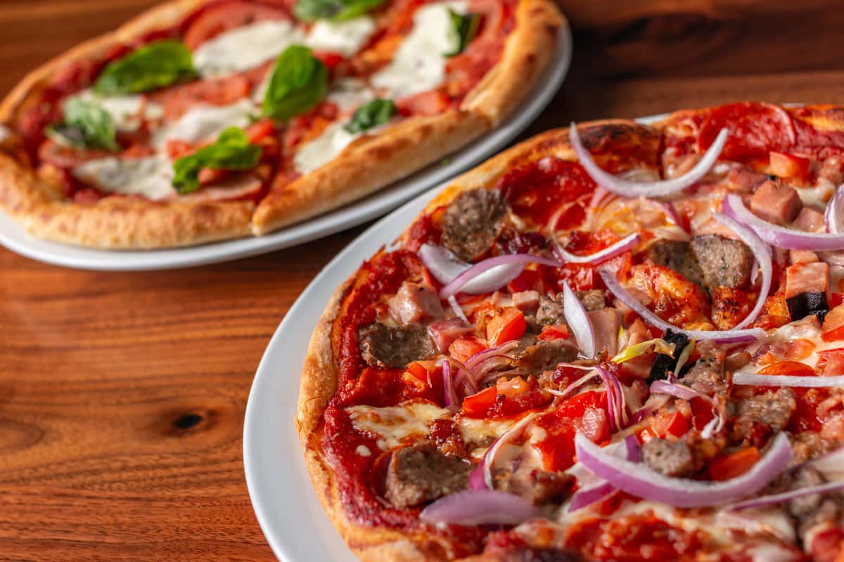 Margherita Pizza and Butcher Shop Pizza