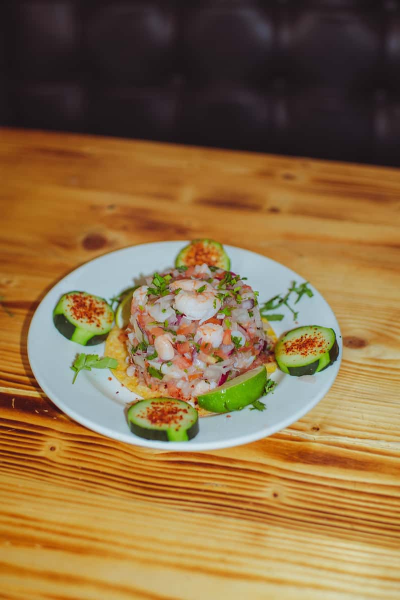 Ceviche on a white dish