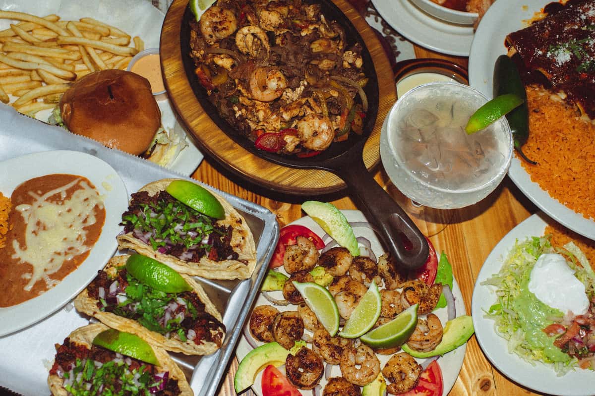 Different dishes on a table for catering