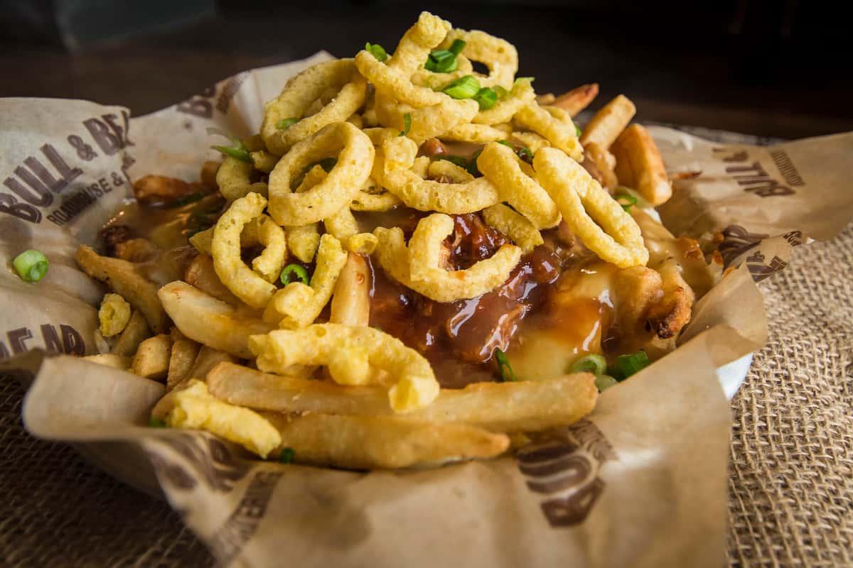 BBQ POUTINE Bull and Bear Roadhouse Bar Grill in NY