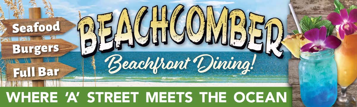beachcomber st. augustine. beachfront dining - where A street meets the ocean - seafood, burgers, full bar