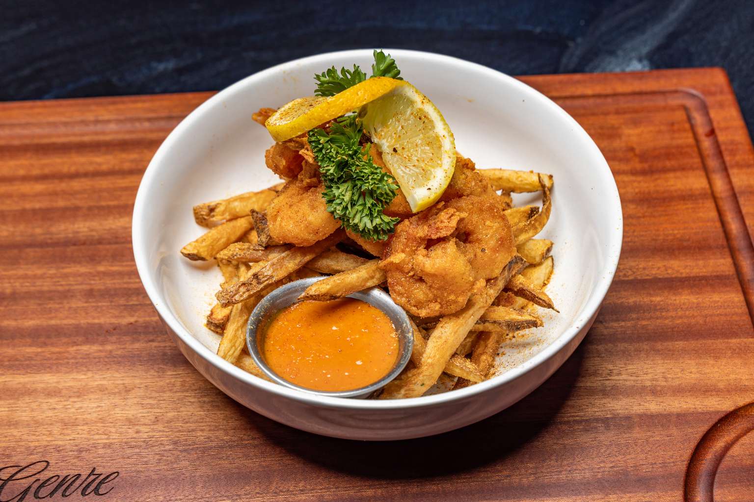 Fried appetizer plate at The Genre Memphis