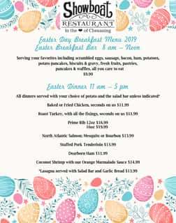 Easter Menu - Showboat Restaurant - Restaurant in Chesaning, MI