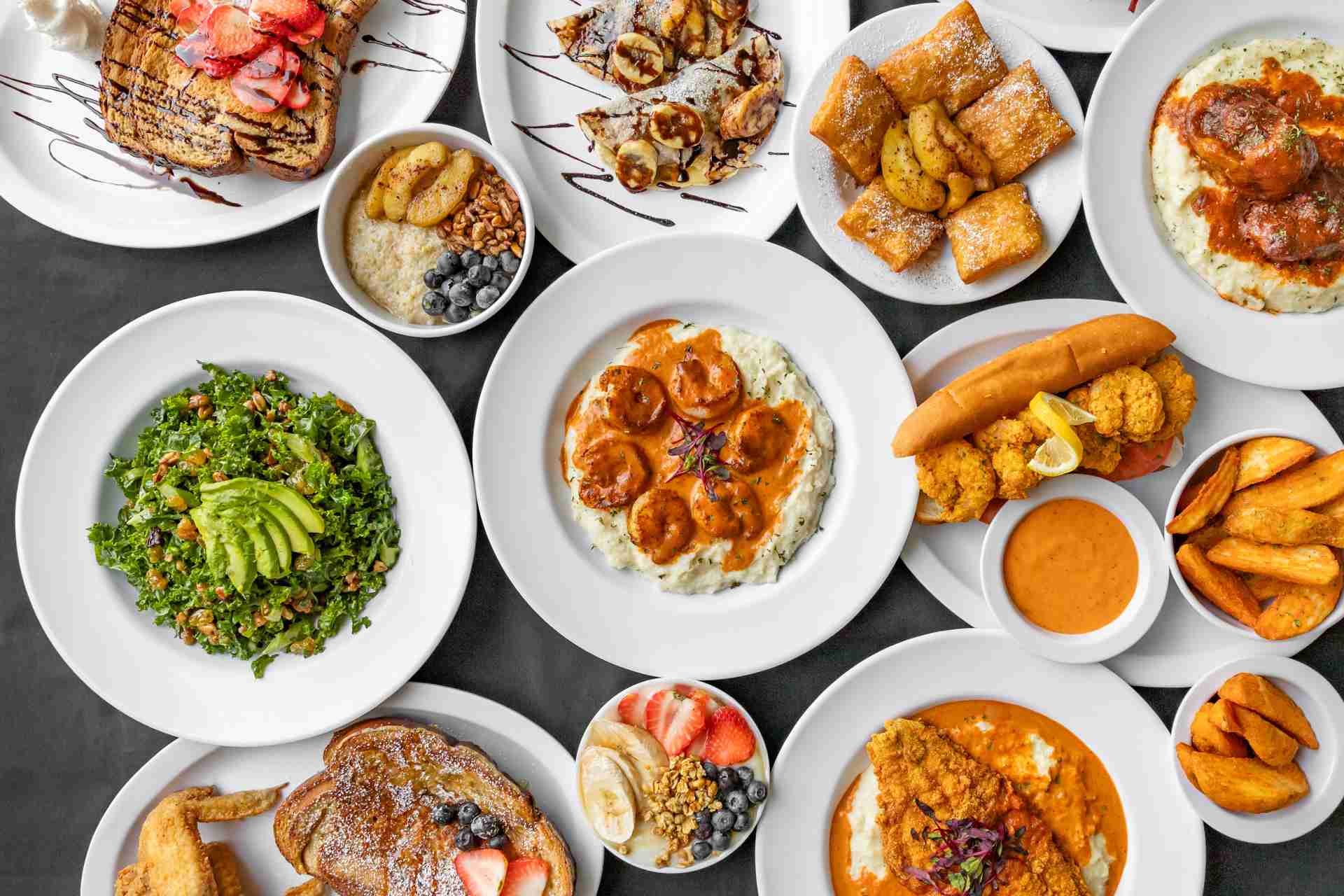 French Toast Buckhead: Group shot of food