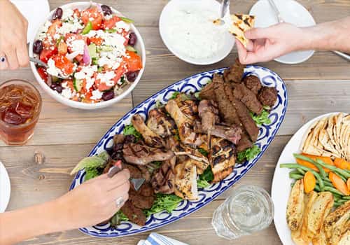 spread of menu items