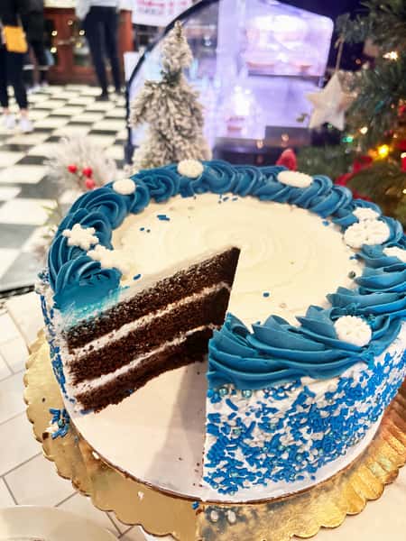 Winter-Themed Chocolate and Vanilla Layer Cake