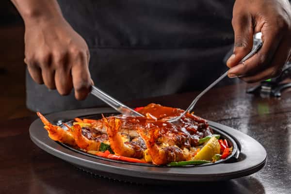 person with a plate o food