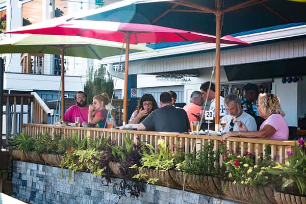 Patrons enjoying outdoor dining