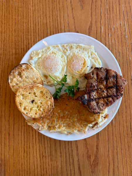 Grilled Pork Chop and eggs