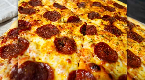 Close-up of a pepperoni pizza