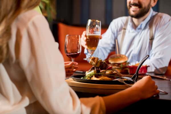 Couple dining together