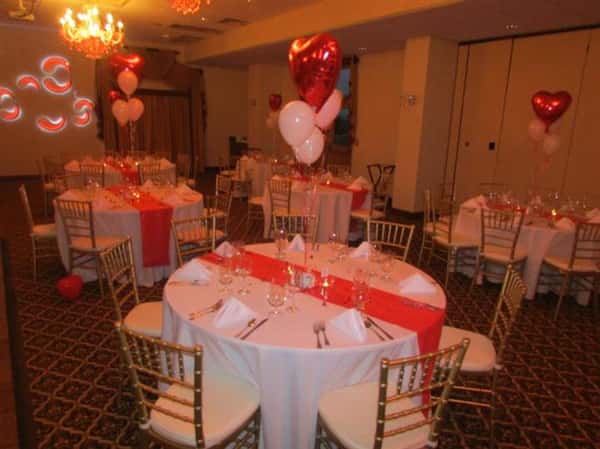 round table decorated with balloons