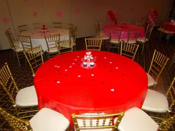 round table with heart-shaped decorations