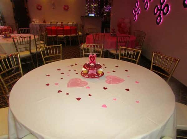 round table with heart-shaped decorations