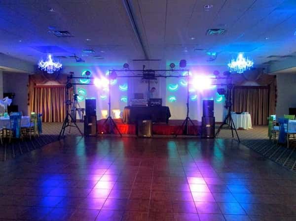 big dance floor with bright lights