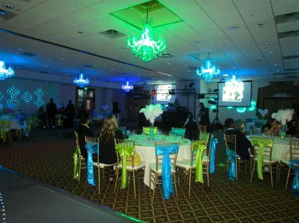 a few round tables decorated for a birthday party