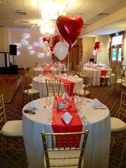 table decorated for valentine's day