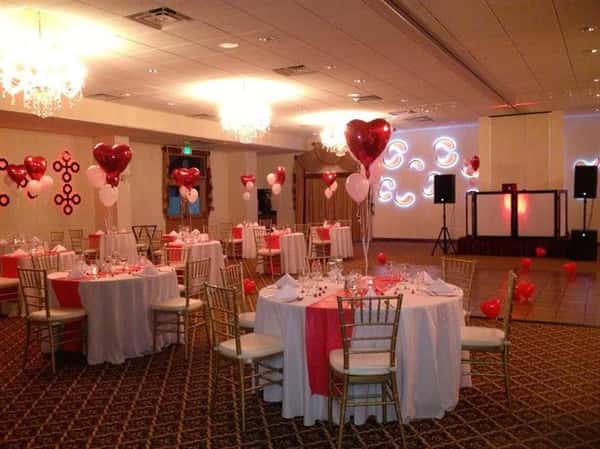 table decorated for valentine's day