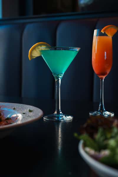 Craft cocktails served in the welcoming dining room at Oak & Pie