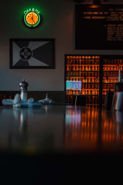 Warm and welcoming dining room atmosphere at Oak & Pie in Wichita