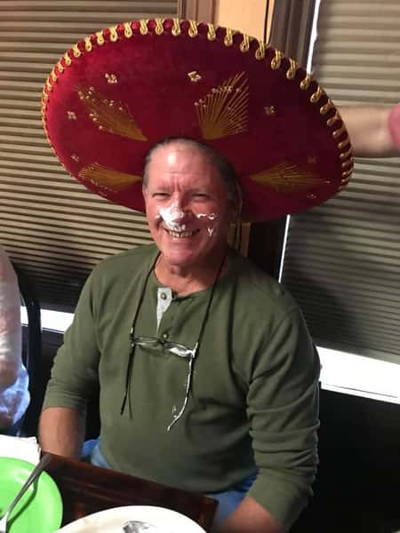 man with whippee cream on his face