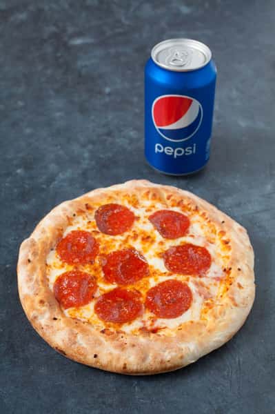 Personal Pepperoni Pizza and Can of Pepsi