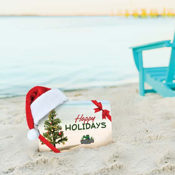 holiday gift card in the sand 
