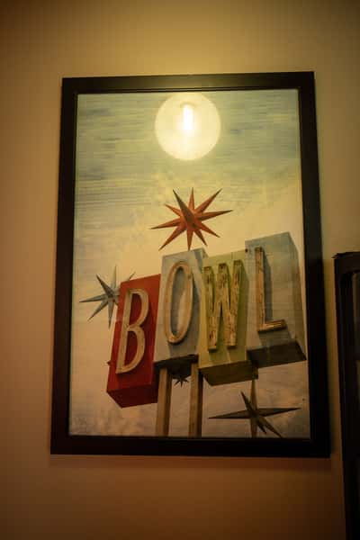 Art image that says BOWL in different colors