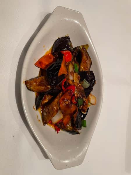 80. Stir Fried Aubergine with Spicy Chilli Sauce