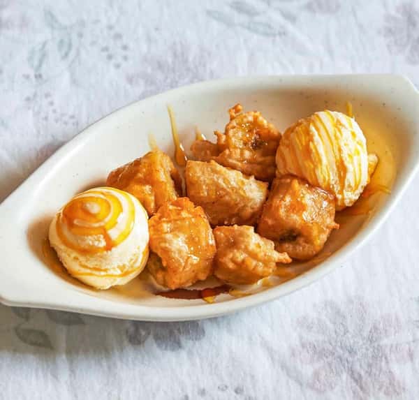 95. Banana Fritter with Vanilla Ice Cream