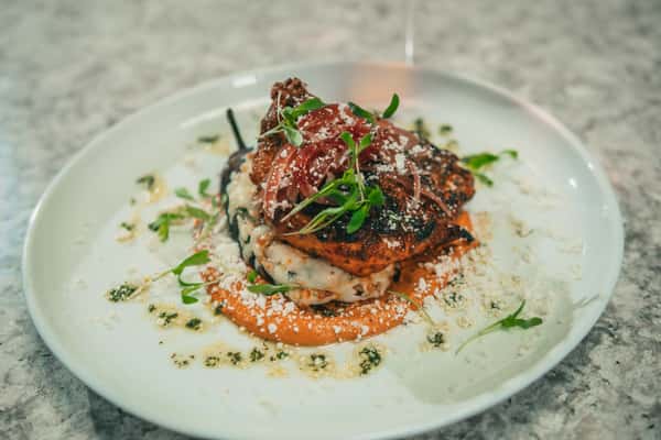 Grilled Chicken & Stuffed Poblanos