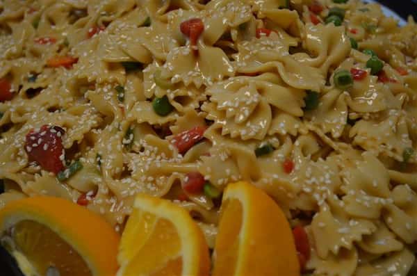 Pasta dish with lemons and peas
