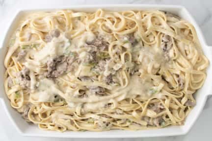 Small Philly Fettuccine Casserole