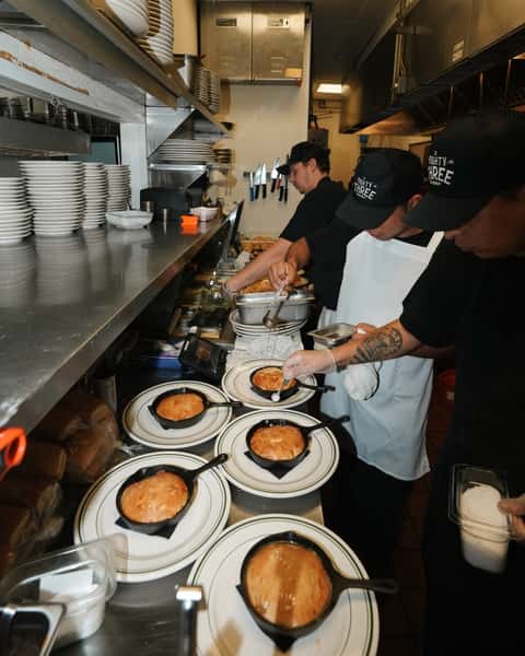 cooks prepping food