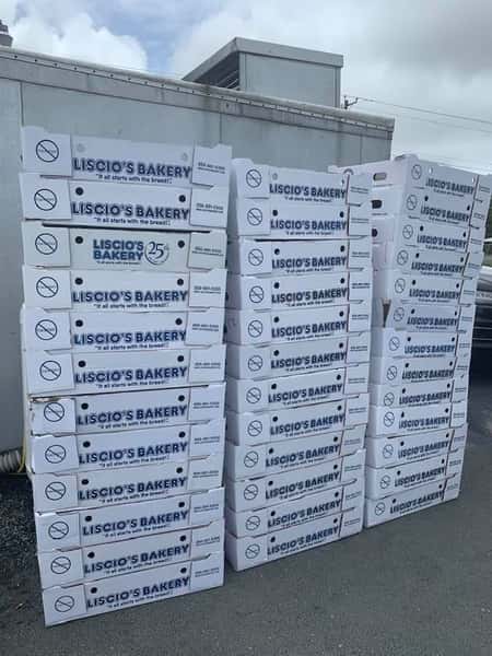 Assortment of bakery boxes stacked