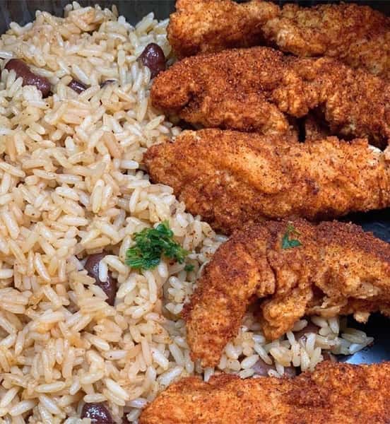red beans & rice, wings