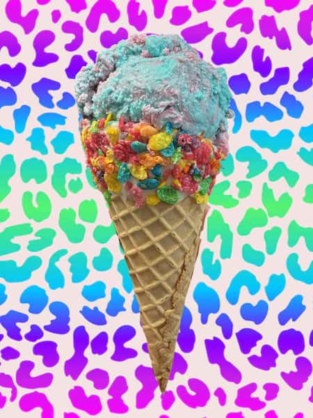 Ice cream cone with leopard background