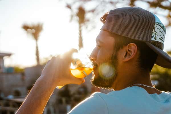 Guest enjoying their beer outdoors