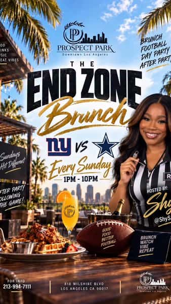 Join us for the Kickoff of
END ZONE BRUNCH 🏈
Refereed By: @shysaidso
Doors Open @ 1pm
Every Sunday!
Games will be on all Screens! 📺
Including the Sunday Night Featured Game!
Come dressed in your Jersey or Photoshoot Fresh!
Full Menu will be served
Oxtail, Eggrolls, Shrimp and Grits, Chicken and Waffles 🧇 🍤
Bottomless Mimosas and Drink Specials!🍾🥂
The Cities Hottest Dj’s and most beautiful People LA has to offer!
For Large Groups and Info 213-994-7111
818 Wilshire Blvd
Los Angeles CA 90017
#football #sundayvibes #sundayfunday #mimosa dayparty