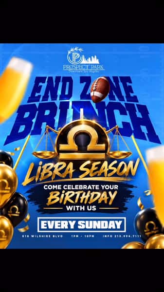 🏈THE END ZONE BRUNCH 🏈
Libra Season is here! #libra
"Best Food, Drinks, Music, + Vibe! In LA"
Refereed By: @kwonder1 @tiffsta_graham @besitosmama143
Doors Open @ 1pm
Every Sunday!
Games will be on all Screens! 📺
Including the Sunday Night Featured Game!
Come dressed in your Jersey or Photoshoot Fresh!
Full Menu will be served
Oxtail, Eggrolls, Shrimp and Grits, Chicken and Waffles, Lobster Ravioli just to mention a Few things!
Bottomless Mimosas and Bottle Specials!🍾🥂
The Cities Hottest Dj’s and most beautiful People LA has to offer!
For Large Groups and Info 213-994-7111
818 Wilshire Blvd
Los Angeles CA 90017
#football #sundayvibes #sundayfunday #mimosa dayparty