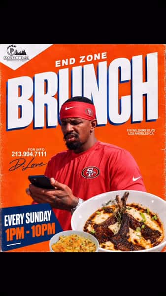 🏈THE END ZONE BRUNCH 🏈
"Best Food, Drinks, Music, + Vibe! In LA"
Refereed By: @kwonder1 @tiffsta_graham @besitosmama143 @iam_pro @djdregh0st @djepik_
Doors Open @ 1pm
Every Sunday!
Games will be on all Screens! 📺
Including the Sunday Night Featured Game!
Come dressed in your Jersey or Photoshoot Fresh!
Full Menu will be served
Oxtail, Eggrolls, Shrimp and Grits, Chicken and Waffles 🧇 🍤
Bottomless Mimosas and Drink Specials!🍾🥂
The Cities Hottest Dj’s and most beautiful People LA has to offer!
For Large Groups and Info 213-994-7111
818 Wilshire Blvd
Los Angeles CA 90017
#football #sundayvibes #sundayfunday #mimosa dayparty