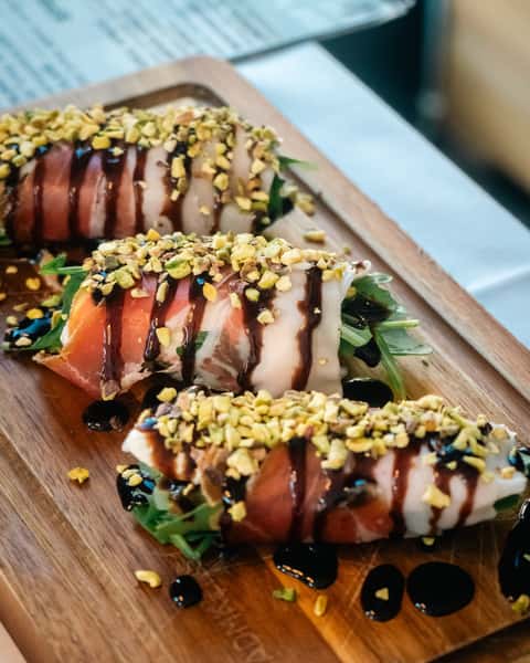 wrapped arugula rolls
