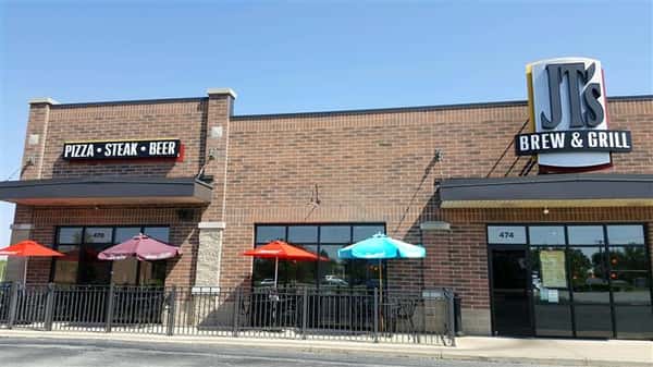 Exterior of restaurant with brick