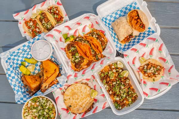 Group shot of different mexican food