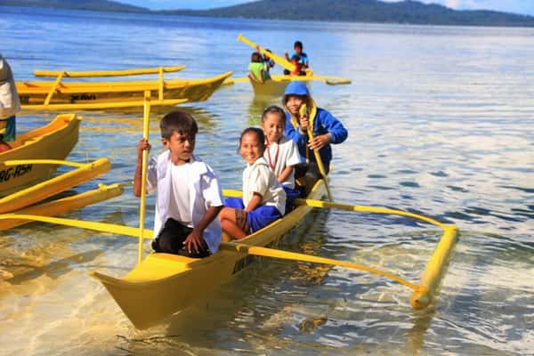 Children in a Yellow Boat