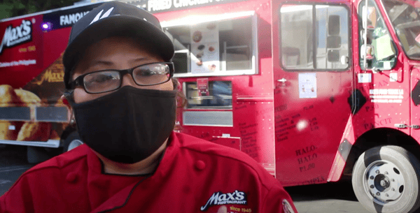 Chef Bev in front of Max's Food Truck LA interview with TFC Balitang America