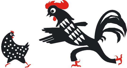 rooster chasing chicken