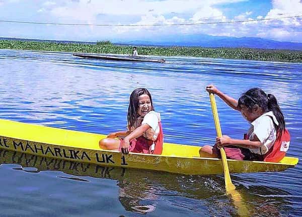 Children in a Yellow Boat