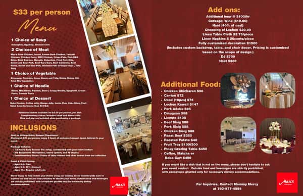 Functions and Events Menu Package Edmonton 2026