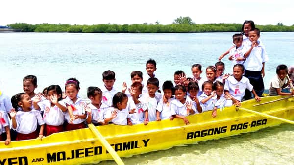 Children in a Yellow Boat